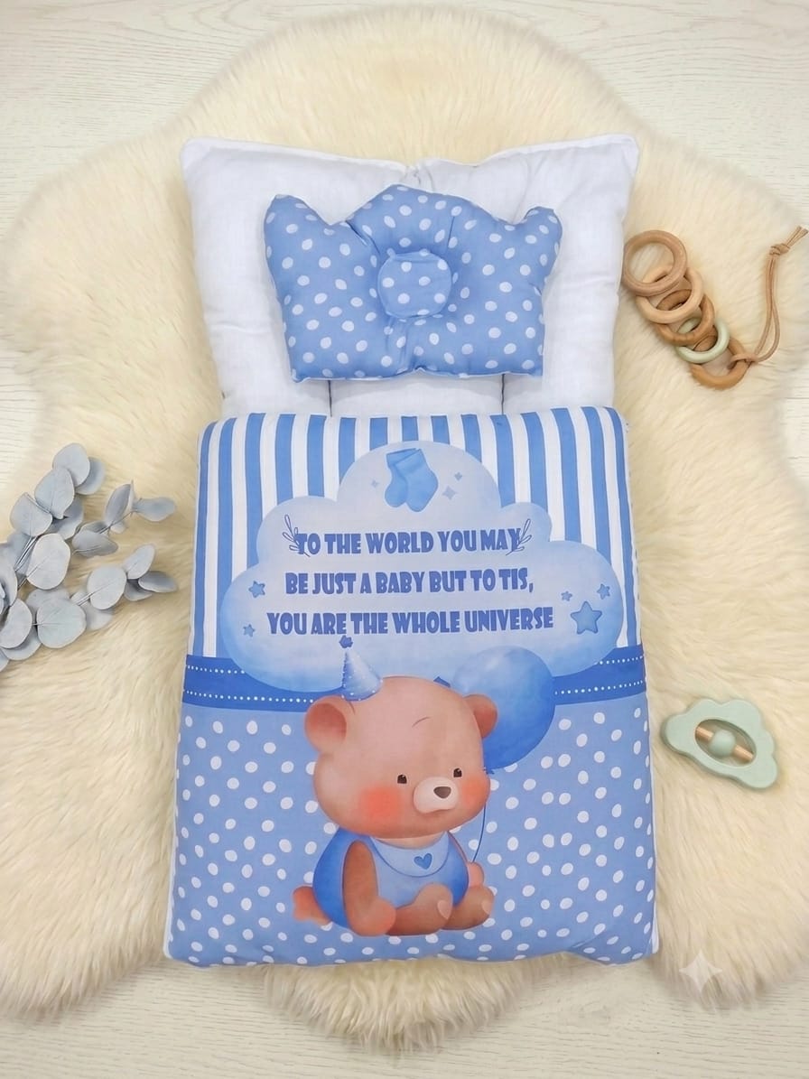 Baby CarryNest- Cute Slogan Light Blue