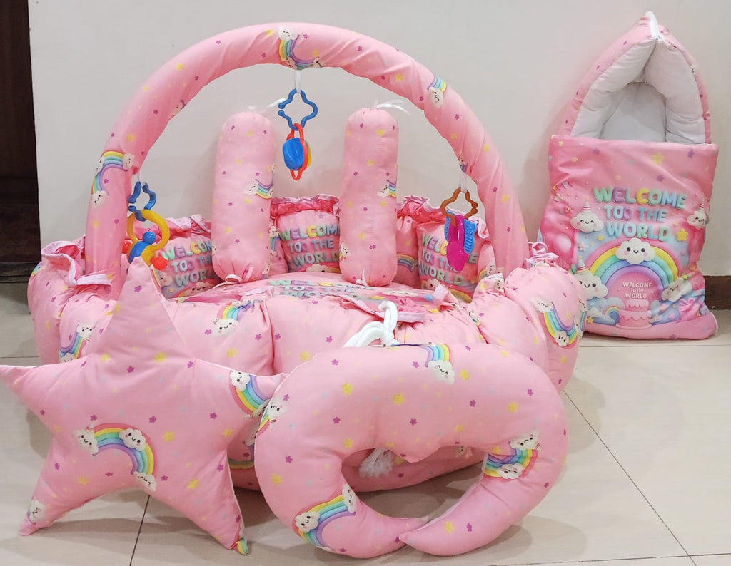 Round bed 11pcs baby bedding set - Pink
