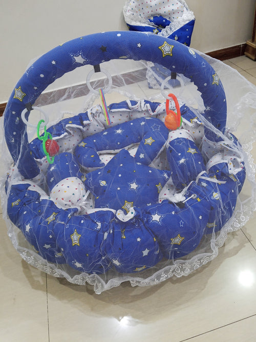 11 PCs Cotton Flower Bed-Star(Navy Blue)