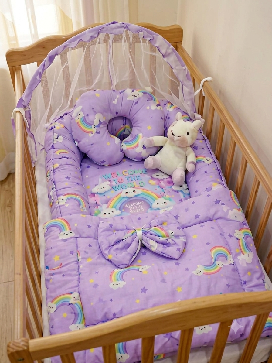 MotherTouch 9pcs Baby Bedding Set Purple