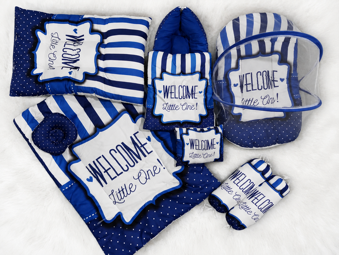 Welcome Little One 8 pieces Baby Bedding Set-Blue
