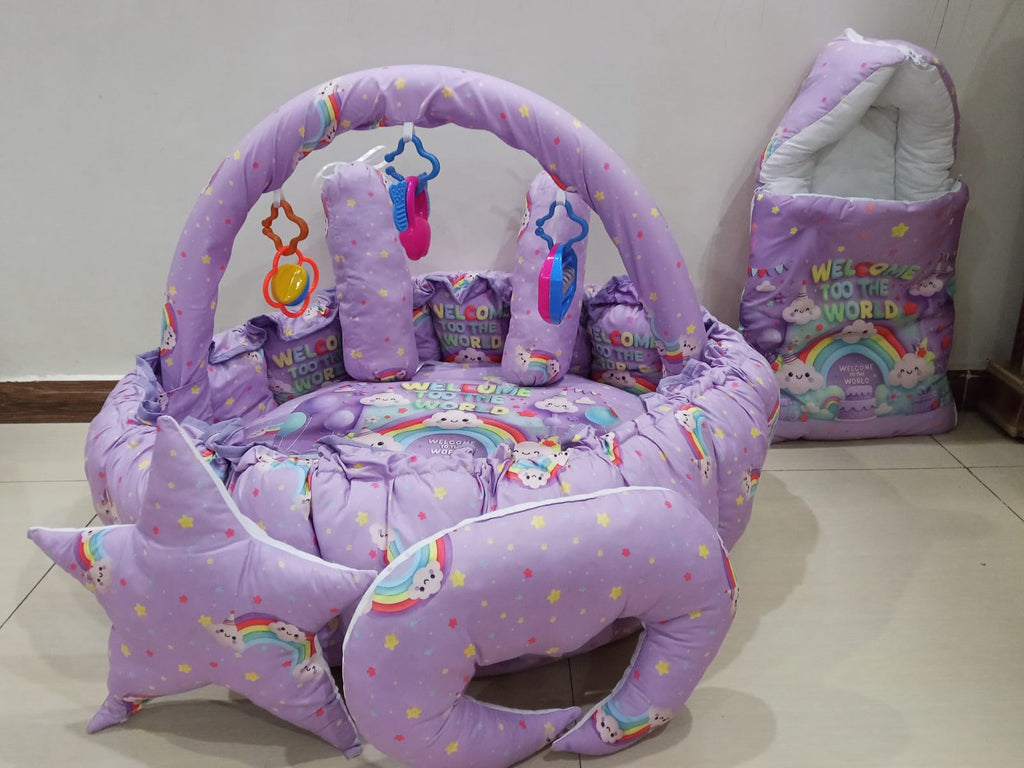 Round bed 11pcs baby bedding set - Purple