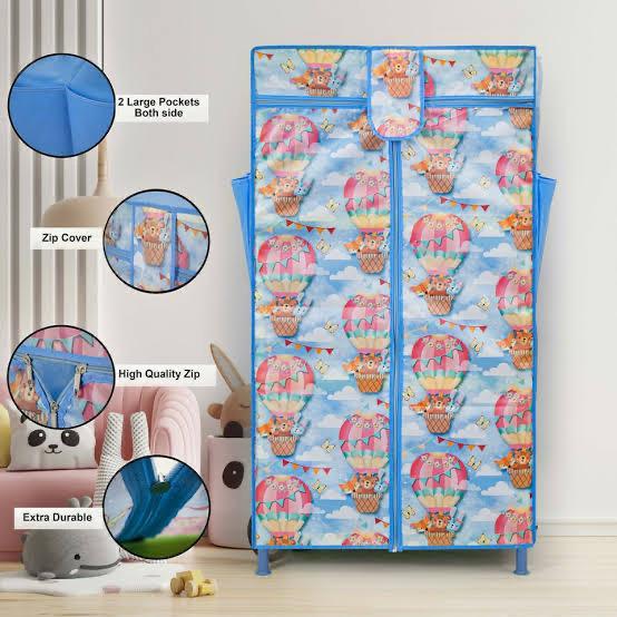 Toddlers 3 shelf foldable wardrobe - Blue