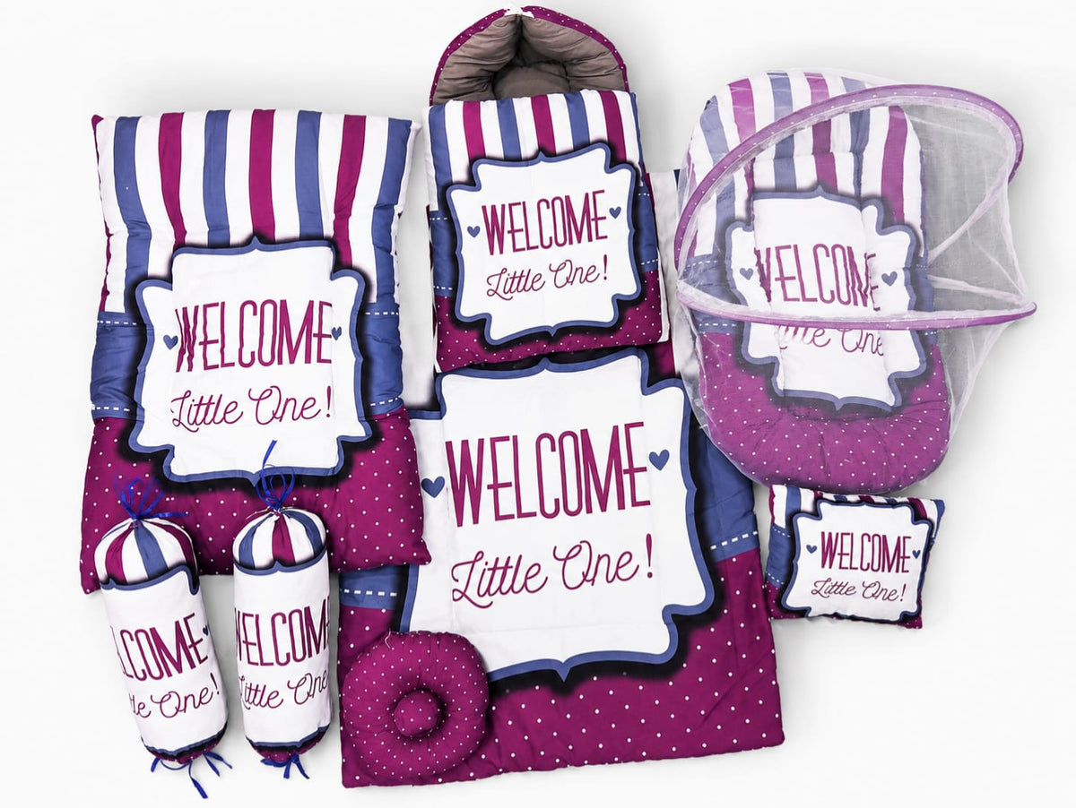 Welcome Little One 8 pieces Baby Bedding Set-Purple