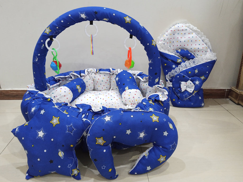 11 PCs Cotton Flower Bed-Star(Navy Blue)